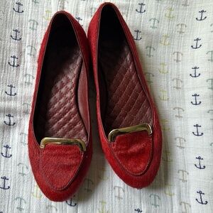 Tory Burch red calfhair/leather flats women’s size 7